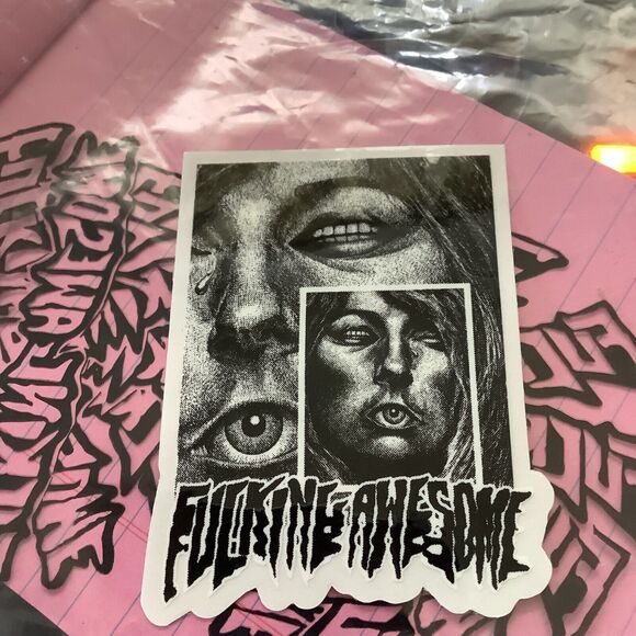 FA F*cking Awesome Hockey Skateboards Face Art  STICKER Jason Dill AVE - Picture 1 of 1
